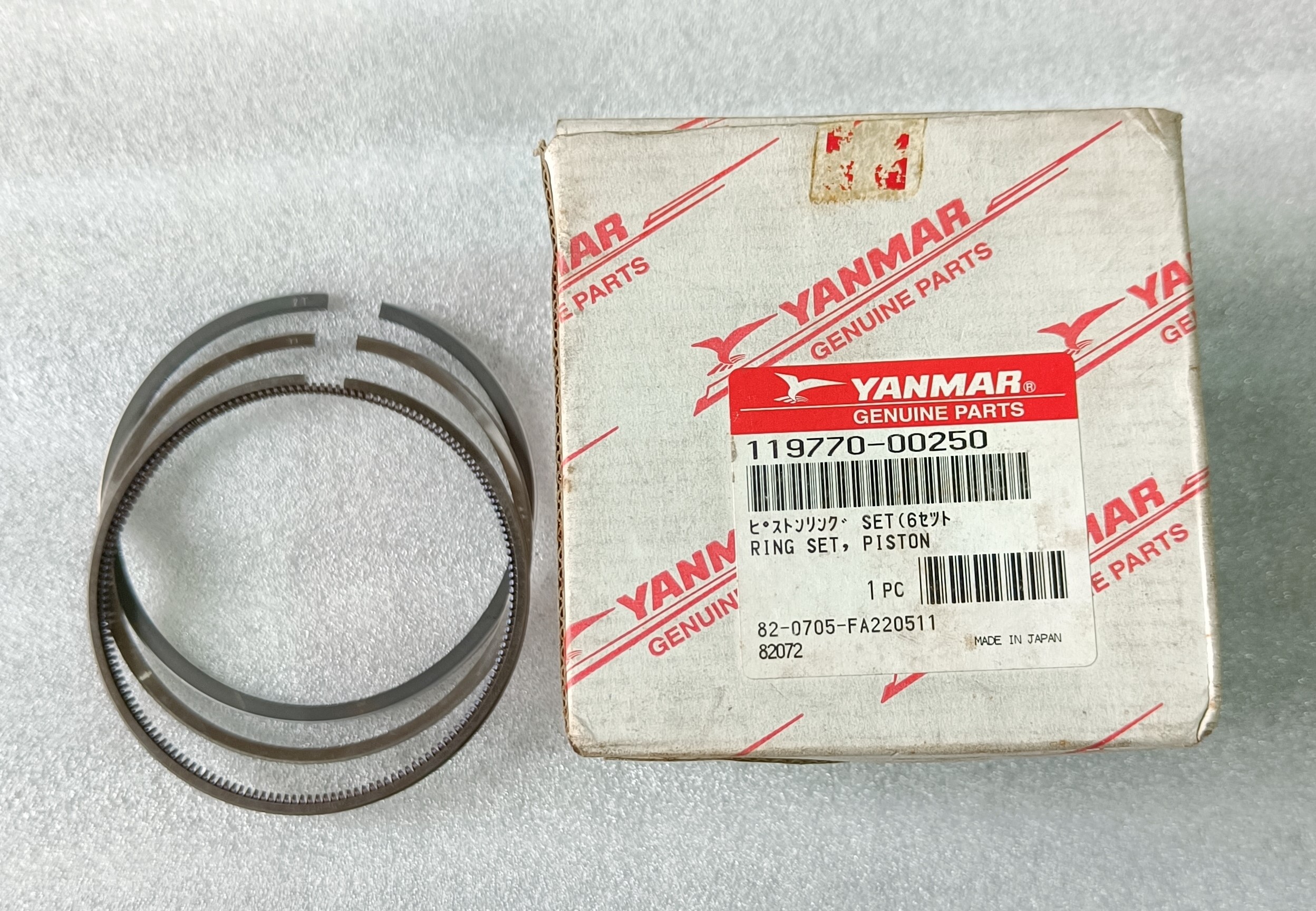 Genuine Yanmar Piston Ring Set #119770-00250 for 6LP and 6LPA Series